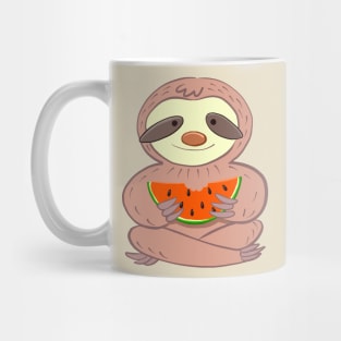 Sloth sitting and eating watermelo Mug